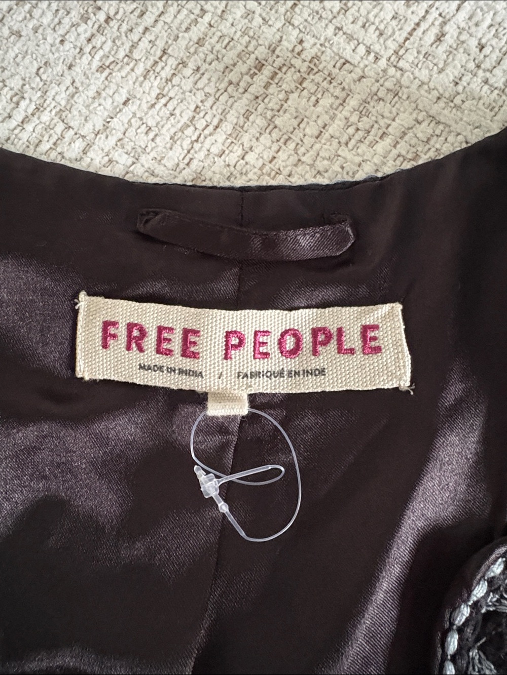 Free People Black & Gray Crochet Floral Crop Top - Picture 3 of 6